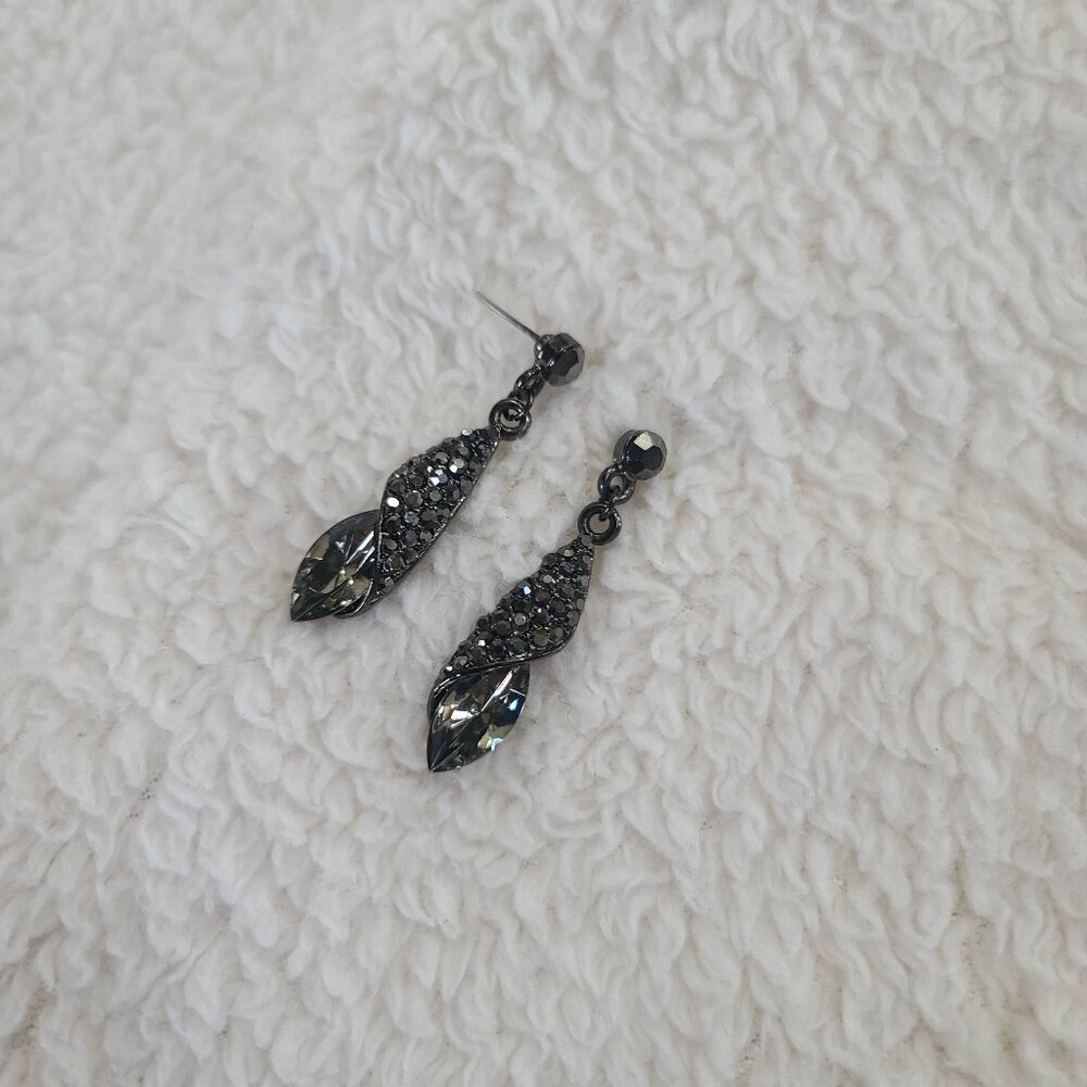 Black Diamond Dangle Stud Earrings